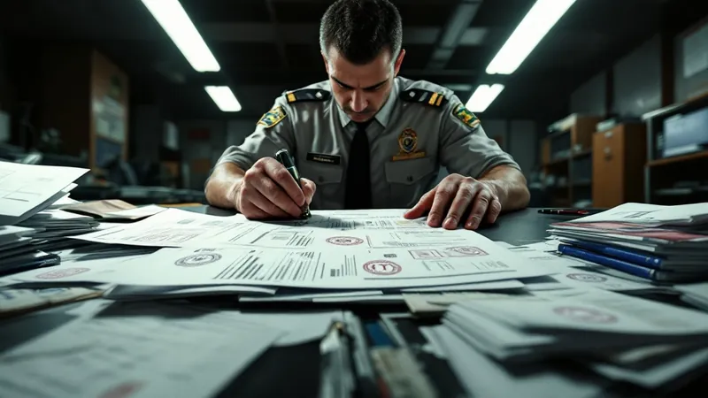 SAT customs officer stamping an import pedimento